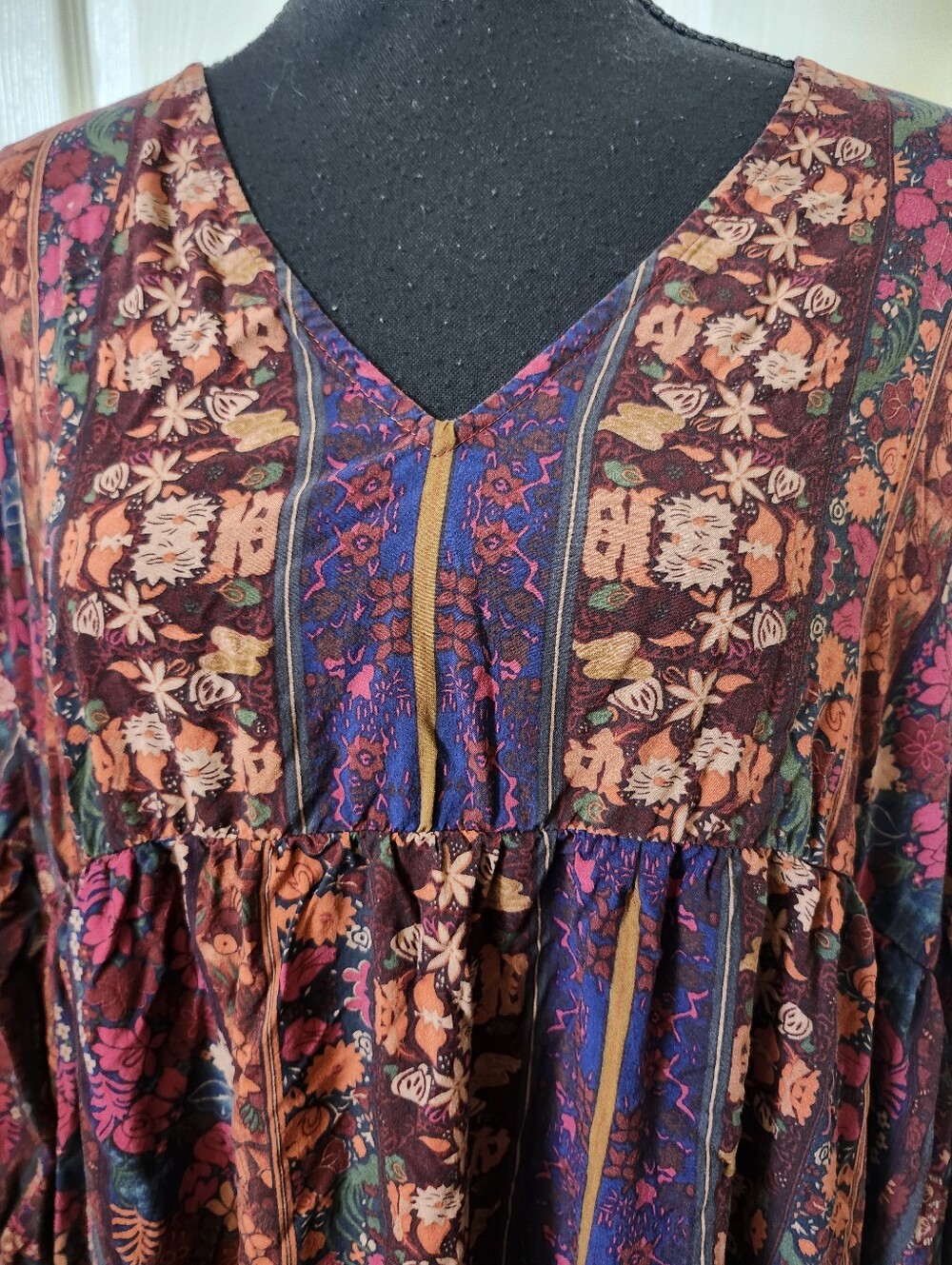 Natural Life Bohemian Floral Tiered Maxi Dress - Burgundy Multi Xxl - Picture 6 of 16